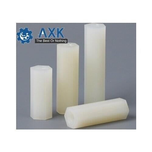 200Pcs M2*L White Hex Nylon Standoff Spacer Column Flat Head Double Pass Nylon Plastic Spacing Screws