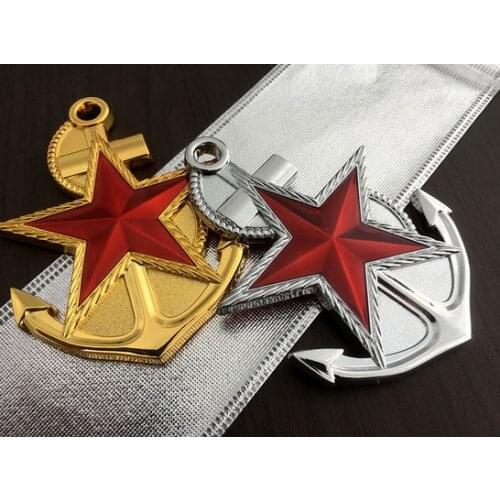 3D Metal Five-pointed Anchor Stars Auto Emblem Badge Sticker Decals Car Accessories