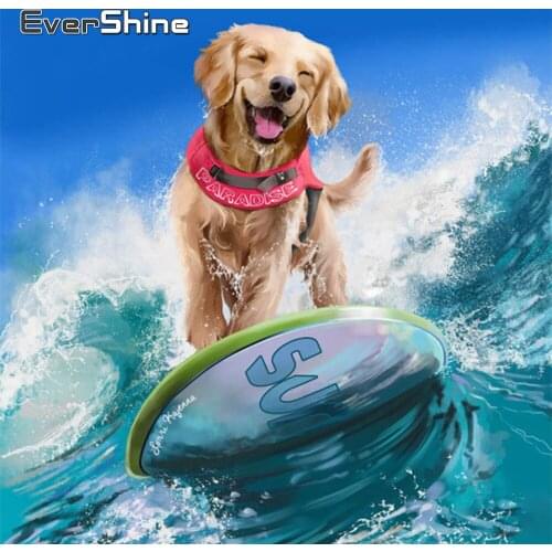 Evershine Diamond Painting Full Square Animals Dog Diamond Mosaic Cross Stitch Kit Diamond Embroidery Full Display Home Decor