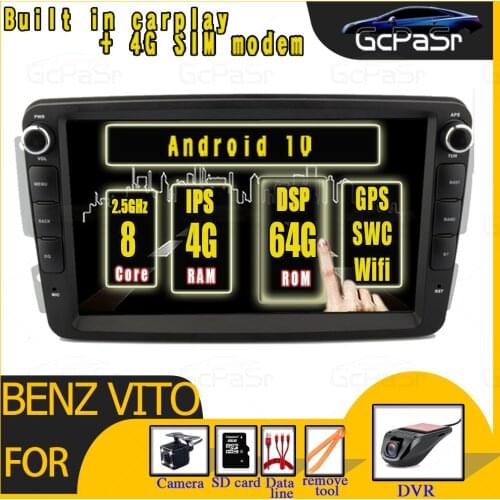 4G+64G Android 10 Car Multimedia Player For Mercedes Benz Vito W203 W639 W168 Vaneo Clk W209 W210 M/MLRadio Audio Navigation DVD