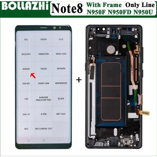 Dead Pixels-Only Line N950F LCD With Frame For Samsung Galaxy Note8 LCD Touch Screen Digitizer Parts For Samsung Note 8 Display