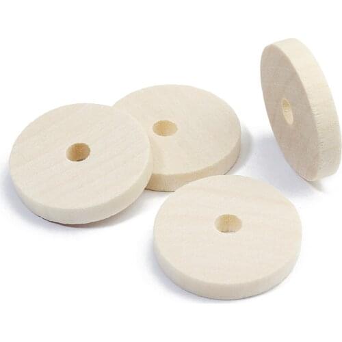 30pcs Flat Round Wood Beads Dia 25mm 30mm Wooden Big Hole Loose Spacer Charm Beads for Women DIY Jewelry Making Findings