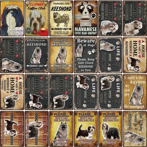 [ Kelly66 ] Pet Dog Rules With Keeshond Havanese Bearded Collie Metal Sign Home Decor Bar Wall Art Painting 20*30 CM Size DG-45