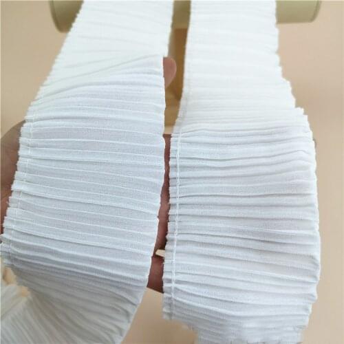 3m/lot 7cm wide stretch white chiffon double-layer thick pleated lace cuffs neckline skirt hem doll lace accessories X148