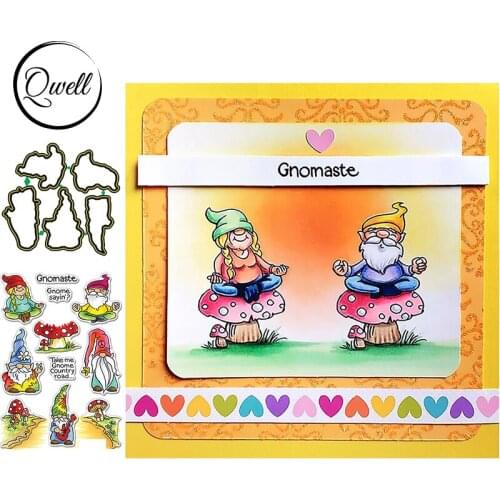 QWELL Gnomaste Metal Cutting Dies Match Clear Silicone Stamps Words DIY Scrapbooking Craft Card 2020 New