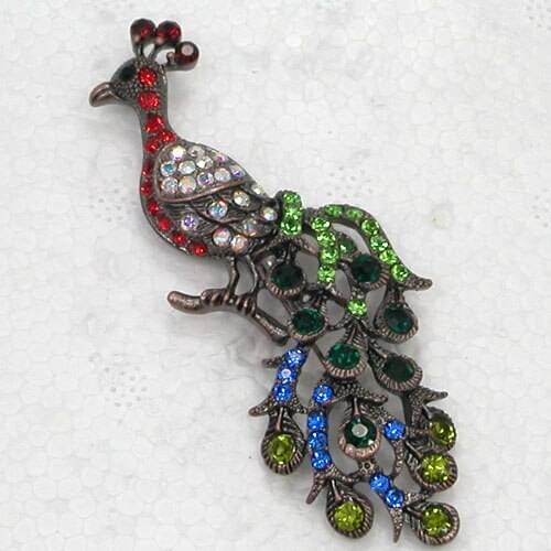 Fashion Brooch Multicolour Rhinestone Peacock Pin brooches C051 E3