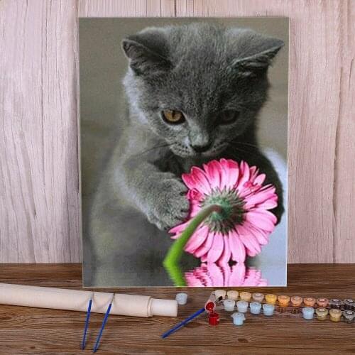 Animal Cat Coloring By Numbers Painting Complete Kit Acrylic Paints 50*70 Canvas Pictures Decorative Paintings For Adults Art