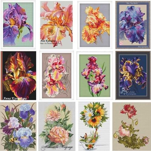 Luan tail flower poppy flower pattern Cross Stich Embroidery set Electronic drawing Cross Stich Needlework