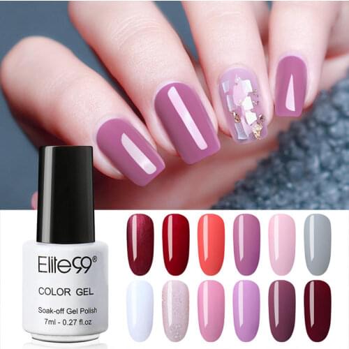Elite99 12 pieces/set 7ml Purple Color Gel Polish Set Soak Off Temperature Color Changing Gel Lacquer Nail Art Manicure Varnish