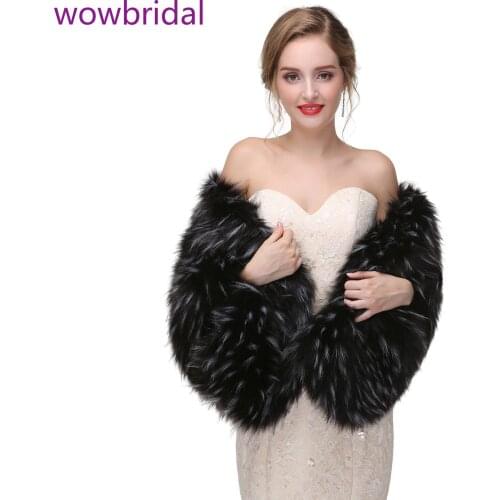 WOWBRIDAL Warm Faux Fur Winter Bridal Cape Wedding Cloaks Party Wraps Jacket Wrap Boleros De Encaje Boleros De Mujer