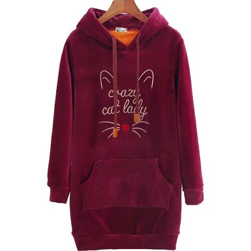 New Autumn Winter Fashion Warm Women Embroidery Sweatshirts Casual Vintage Velour Pullovers Coat Sweet Full Sleeve Hoodies Mw155