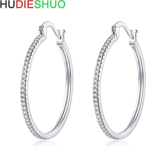 European and American fashion exaggerated personality simple large circle copper silver-plated zircon couple earrings