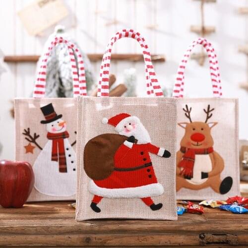 Merry Christmas Gift Bags Santa Claus Xmas Tree Packing Bags Happy New Year 2019 Christmas Candy Bags Navidad 2020