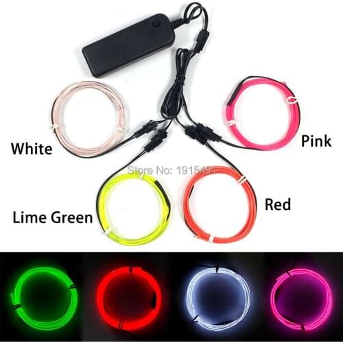 Stage Design 360 Degrees Lighting 2.3mm 1Meter 4Pieces Trendy Neon Led Strip EL wire Cold Light as Carnival New Year Decorative