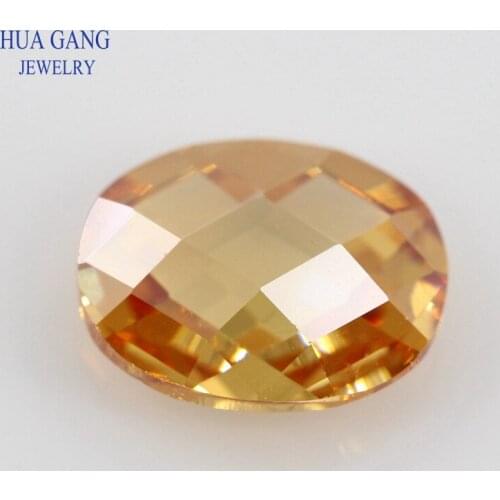 Champagne CZ Stone Oval Shape Double Checkerboard Synthetic Gems Cubic Zirconia For Jewelry Size 3x5~13x18mm Free Shipping