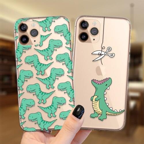 Cute Dinosaur Baby Phone Case For iPhone 11 12 Pro Max XS X XR 6 6S 7 8 Plus 5S SE 2020 12Mini Cartoon Dragon Silicone Cover