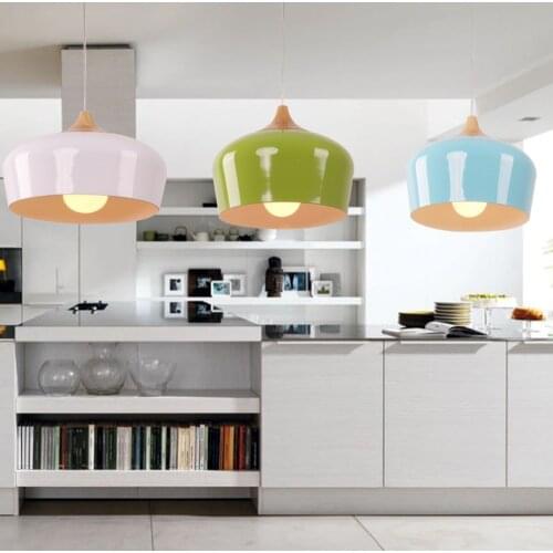 Modern hanglamp Kitchen Light Wood Pendant Lighting Multi Color Optionally 300mm / 350mm Luminaire Pendant Lamp