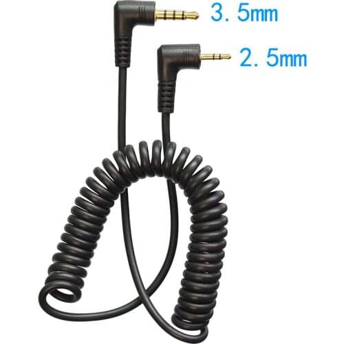 3.5mm To 2.5mm Male To Male 3 Pole 90 degree Angled Audio Coiled Spiral 40cm