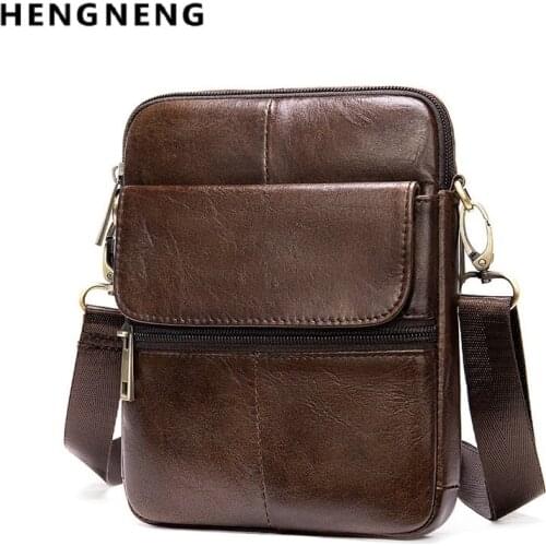 Genuine Leather Mens Shoulder Bag Male Small Phone Bag For Men Crossbody Bag Mens Leather Bag Thin Designer Bags