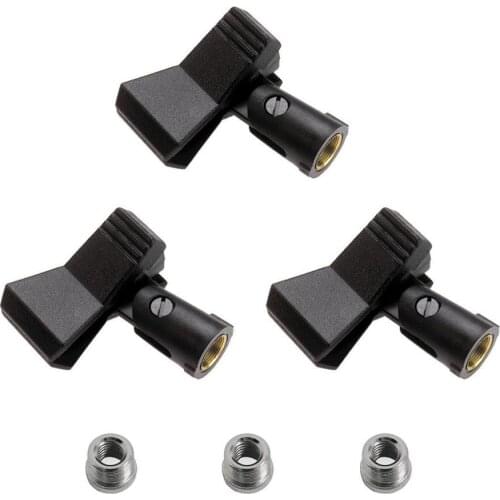 Universal Microphone Clip Holder with Adapter (3 Pack)