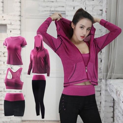 Womens sportswear Gym Workout Clothes 5 Piece Set for Sports Bra and pants Women outdoor Running Gym Clothing Athletic Yoga Set