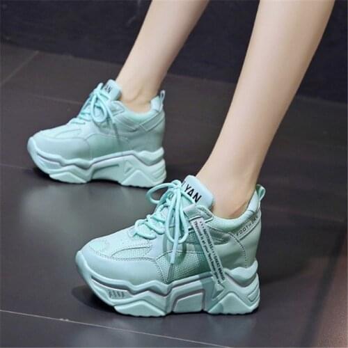 New Platform Women Sneakers Spring Stylish Thick Sole Casual Shoes 9CM Breathable Mesh Walking Zapatos Mujer Fashion Size 35-40