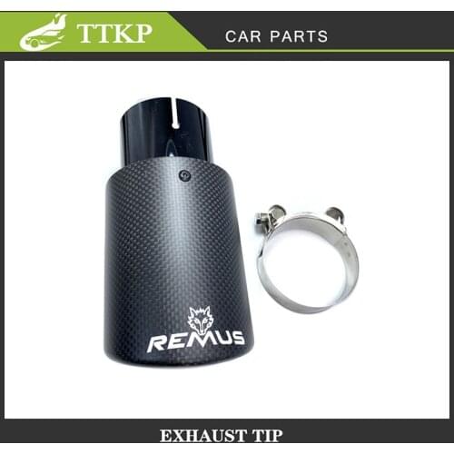 1 Pcs REMUS Car Universal Matt Carbon Fiber Exhaust Pipe Auto Styling Modification Stainless Steel Muffler Edge Tips