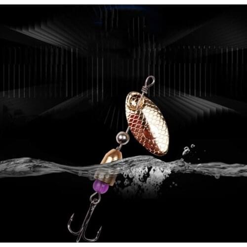 1pc Rotating Spinner Fishing Tackle for Bass Trout Perch Pike Sequins Fishing Lure Wobbler Bait with Feather