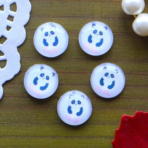 12mm 25mm 14mm 16mm 18mm 20mm Photo Glass Cabochons Round Cameo Set Handmade Settings Panda 14