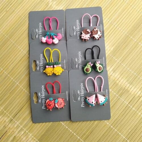 2PCS Fruit Avocado Pineapple Princess Headwear Kids Elastic Hair Bands Children Ropes Girls Accessories Cartoon Baby Headdress