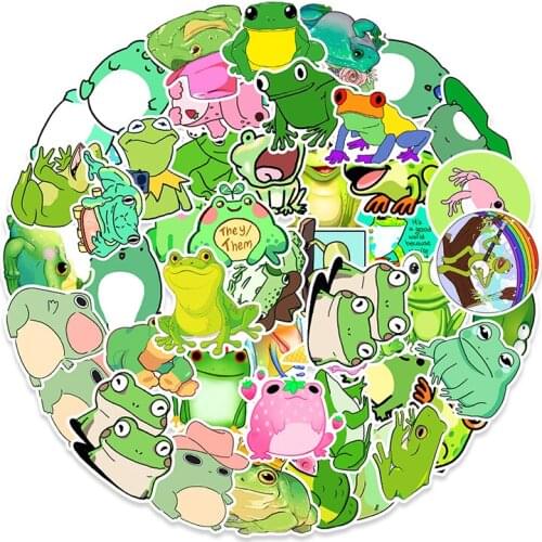 50PCS Cute Frog Sticker Gifts Kids Cartoon Animal Decal To DIY Helmet Bike Suitcase Guitar Laptop Waterproof Graffiti Stickers