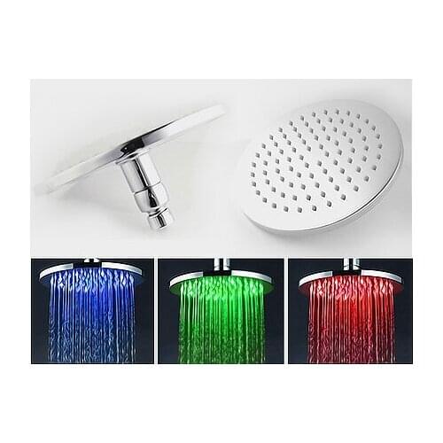 8 inch 20cm Solid Brass LED Rain round Shower Head Chrome Bathroom Ceiling Sprayer