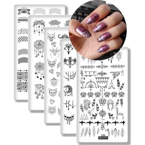 8Pcs/Set Nail Plates Dream Catch Template Nail Art Polish Stamping Plates 3D Image Stencil Nail Art Tools for Nails Stamp