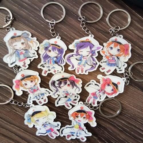 9pcs/set Kawaii Anime Keychain Love Live!Sailors Costume Kotori Umi Maki Keychain Bag Pendant Llavero Portachiavi Keyring