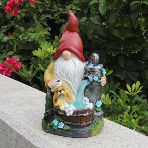 American Solar Night Light Dwarf Resin Ornaments Square Garden Villa Figurines Decoration Community Park Lawn Sculpture Crafts