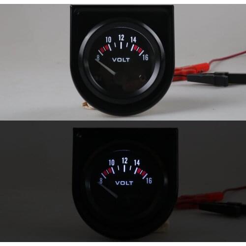 Car 2"52mm Universal Voltmeter 8~16V Volts gauge White Light Voltage Gauge Car Meter Racing Meter TT101264