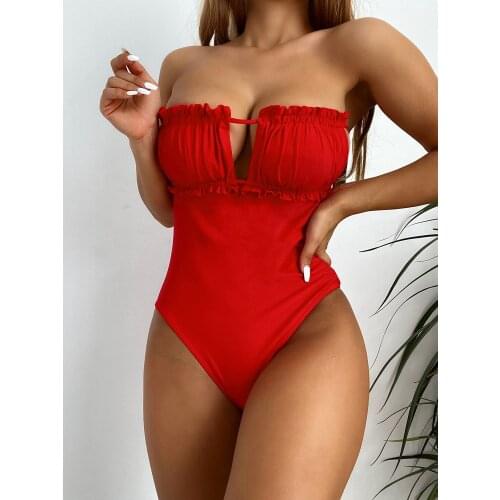 BJHOW Red One-piece Swimwear