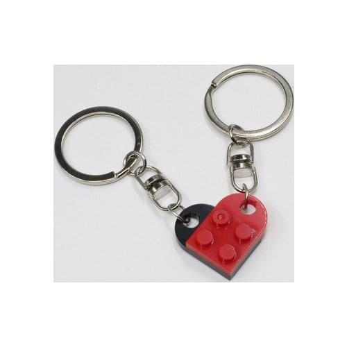 2021 2pcs Cute Love Heart Brick Keychain for Couples Friendship Women Men Girl Boy Elements Key Ring Birthday Jewelry Gift