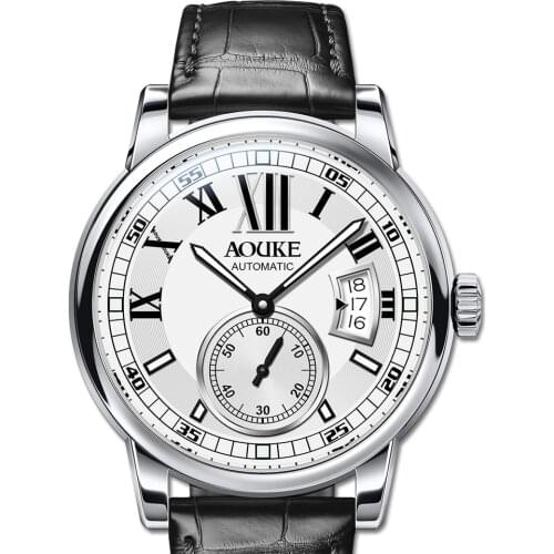 Men dress wrist watch,mens automatic watches AOUKE man luxury wristwatch self wind waterproof mechanical relogio leather strap