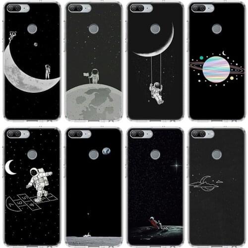 Space Moon Astronaut Case For Huawei Honor 10 9 20 Lite 9X 8X 8A Pro 7A 7X Y5 Y6 Y7 Y9 2019 V20 V30 Soft Phone Cover Coque