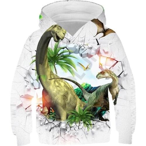4-14 Years Kids 3D Dinosaur Hoodie New Fashion Pullover Hoodies Casual Long Sleeve Sweatshirt Boys Girls Clothes Cartoon Tops
