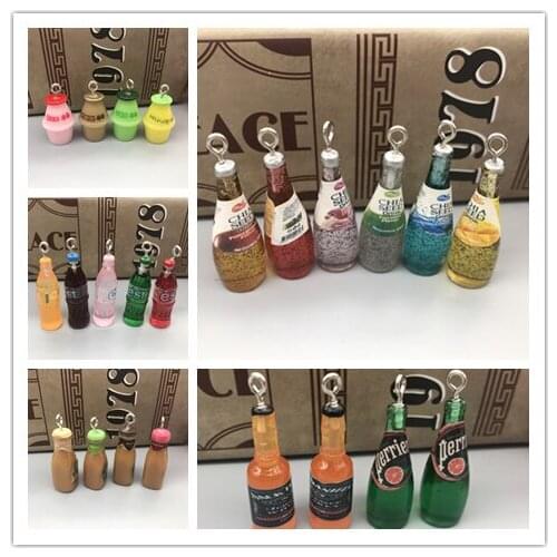 Kawaii Newest Miniature Juice/fruit milk/cocktail/soda resin cabochon for Key chain.phone decoration.DIY