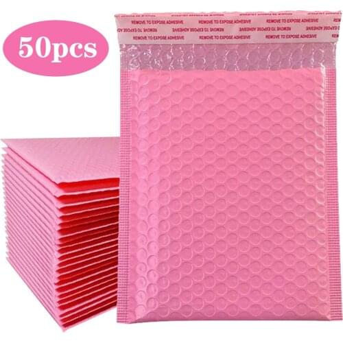 50pcs/pack Bubble Mailer Padded Envelopes,A4 A5 Envelopes Poly Mailer Self-Seal Pink