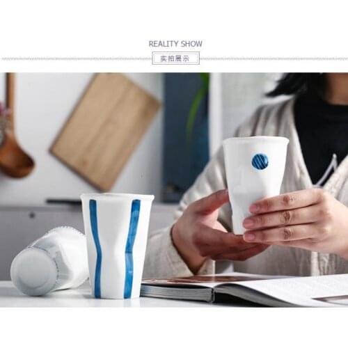 Creative origami ceramic water cup Nordic simple teacup mouthwash cup household Japanese milk coffee cup drinkware