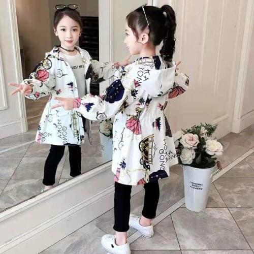 Girls' Jackets Spring And Autumn New Childrens Clothing Womens Fashionable Western Style Long Princess Windbreaker