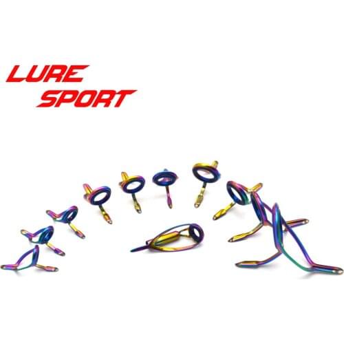 LureSport KW guide MN Top 11pcs Guide set Rainbow Steel frame Blue Ring rod guide Rod Building component Repair DIY Accessory