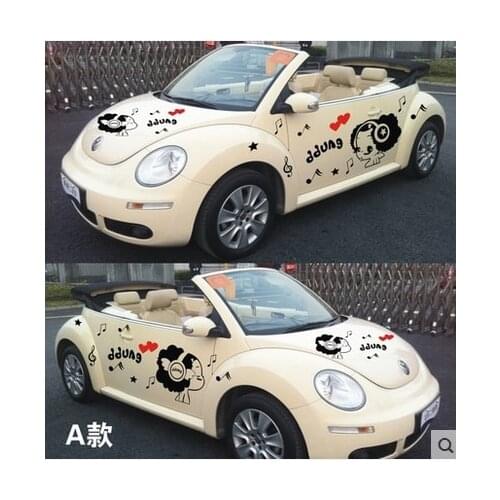 Fashion Polular Lovely Girl Whole Set 2 Sides & Head Sticker For Volkwagen Beetle Z2CA416