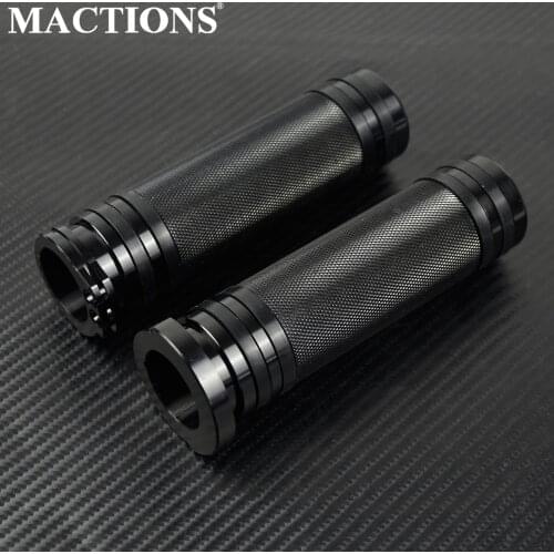 Motorcycle 1" Handlebar Hand Grip All Black Aluminum For Harley Sportster XL 883 1200 Touring Dyna Softail Fatboy Night Train XR