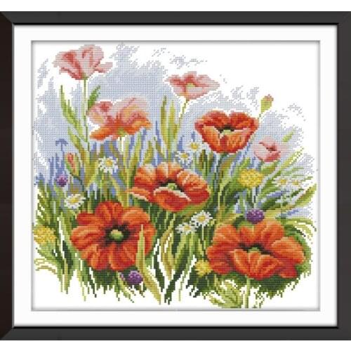 Flower 7 cross stitch kit aida 14ct 11ct count print canvas stitches embroidery DIY handmade