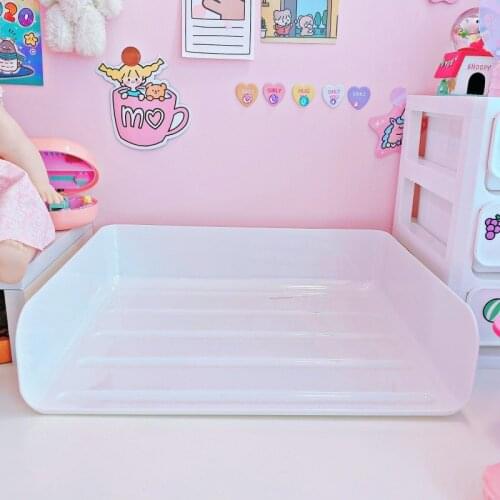 Desktop File Storage Basket A4 Paper Office Storage Box Stackable Plastic Finishing Baskets Frame Shelf Rack Office Organization